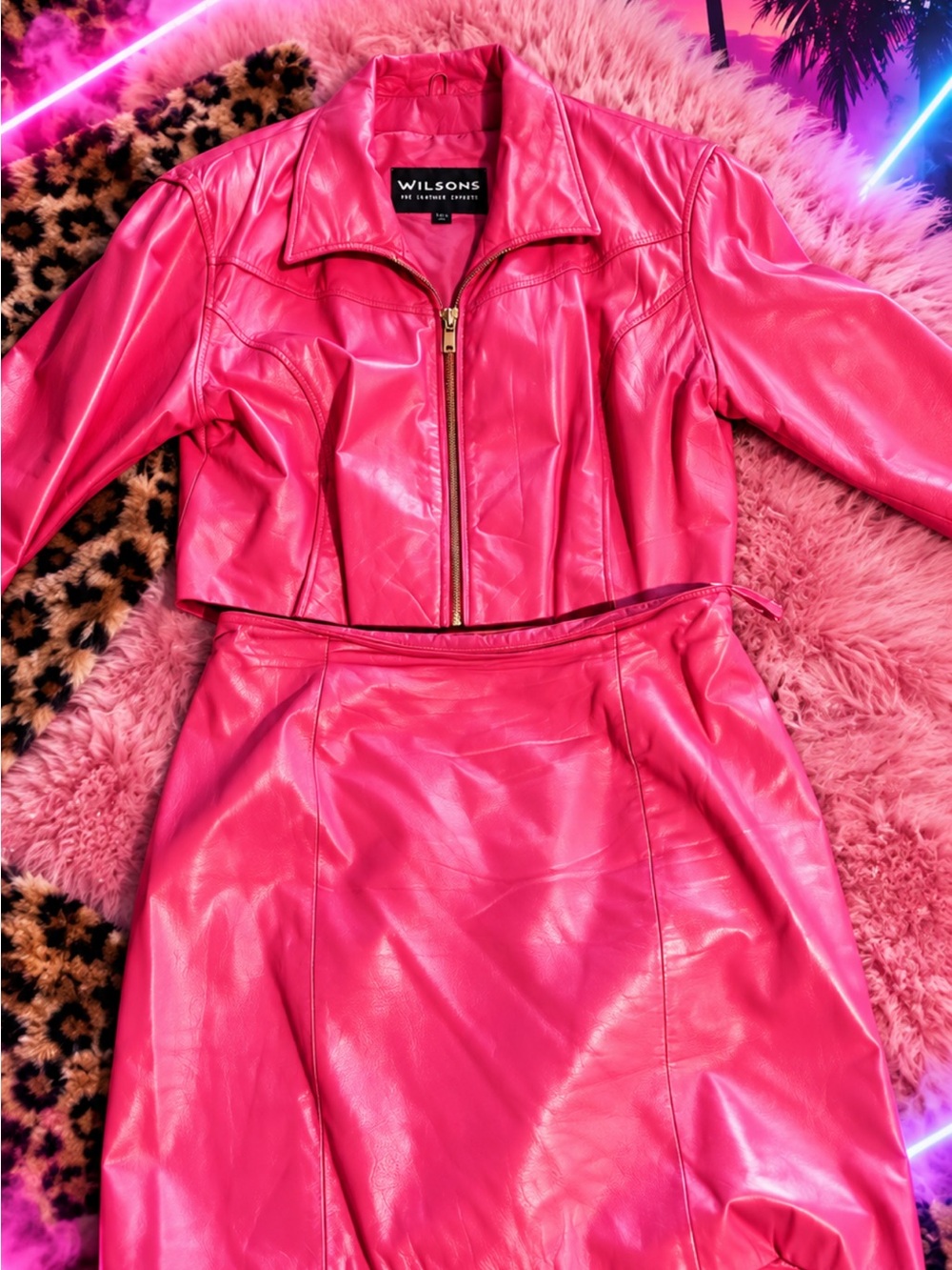 Wilson Hot Pink Faux Leather Cropped Jacket